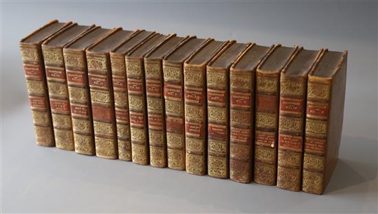 Shakespeare, William - The Plays of William Shakespeare, 14 vols, 12mo, calf, with gilt spines, loss to some labels, with portrait fron